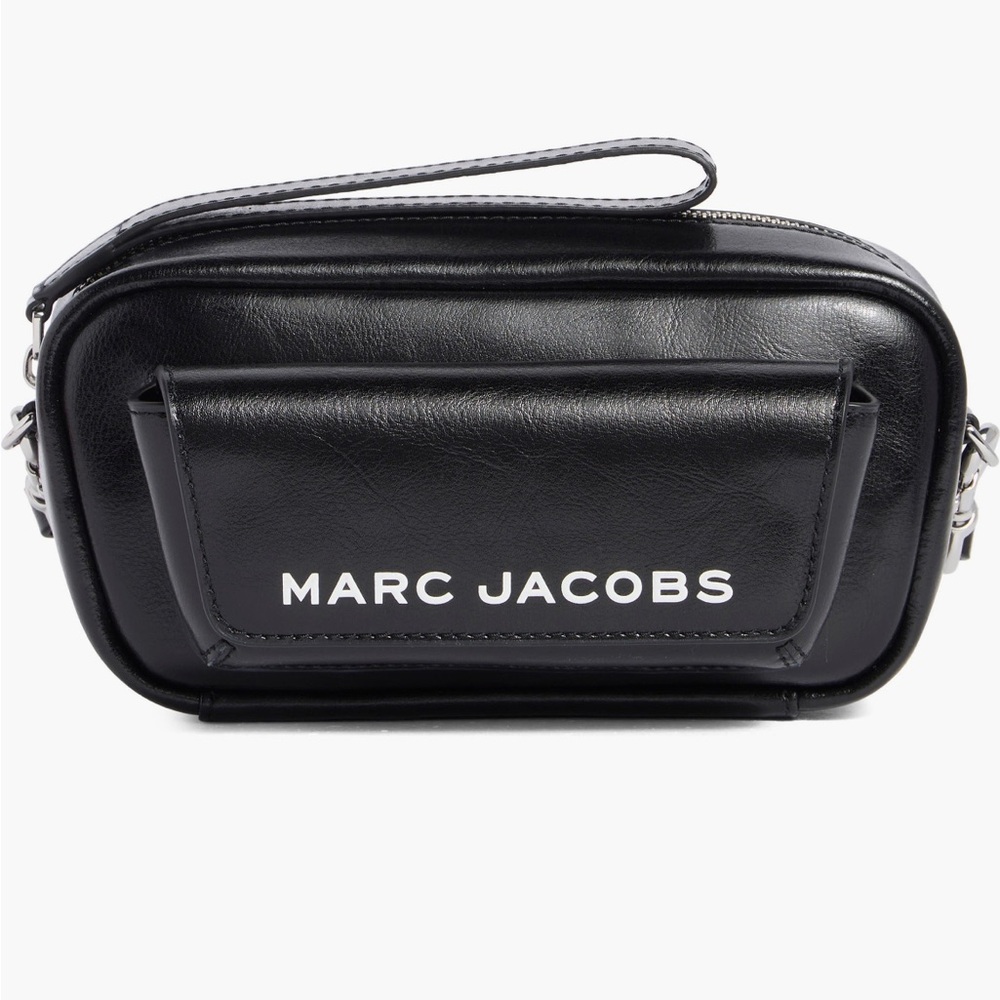 Marc Jacobs Black Leather Logo Front Pocket Crossbody